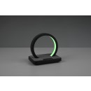 Trio R52081132 LED stolové svietidlo s reproduktorom Beat 1x1W | SMD | 20lm | 3000K | RGB - 3 fázový dotykový stmievač, USB, bluetooth, dobíjacie, matná čierna