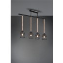 Trio R60444032 závesné stropné svietidlo Wodan 4x10W | E14 - matná čierna, prírodná