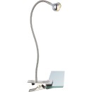 Globo 24109K LED svietidlo s klipom Serpent 1x3W | 180lm | 3000K - ohybné rameno, vypínač na tele, matný nikel