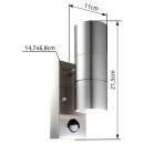 Globo 3201SL vonkajšia nástenná lampa Style s pohybovým snímačom 1x5W | GU10 LED | 210L | 3000K | IP44 - vrátane žiarovky, nerez