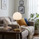 Italux TB-92039-GD LED stolná lampička Cave | 4.8W integrovaný LED zdroj | 495lm | 3000K | vypínač | zlatá | opálová