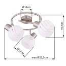 Globo 54025-3 prisadené stropné svietidlo Willy 3x40W | E27 - matný nikel, biela