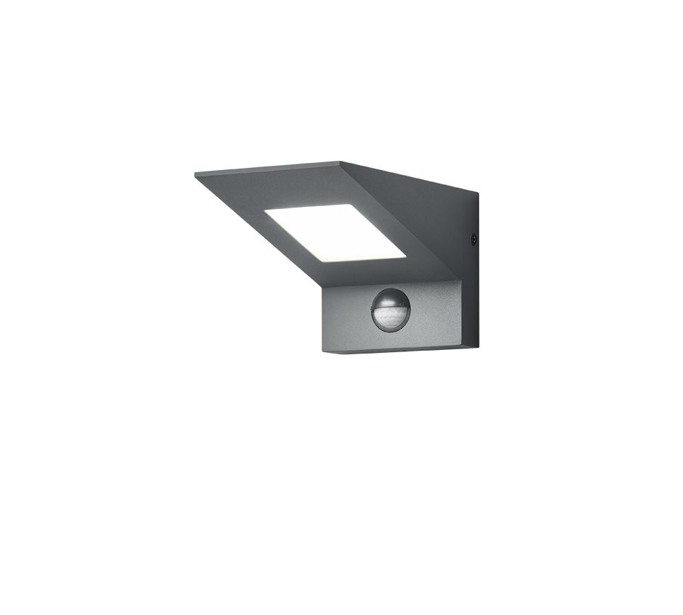 Trio 225369142 LED vonkajšie nástenné svietidlo s pohybovým čidlom Nelson 1x8W | 850L | 3000K | IP54 - antracit