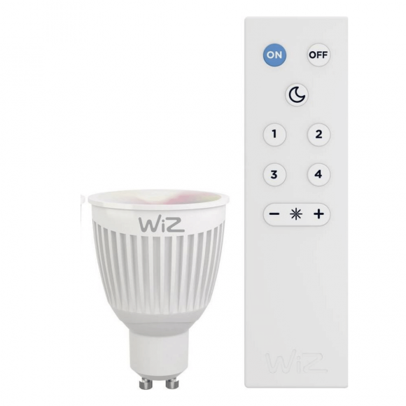 Trio 956-88 inteligentná LED žiarovka 1x6,5W | GU10 | 360L | 2200-6500K | RGBW - stmievateľná, nastavenie teploty osvetlenia, technológie Wiz, diaľkové ovládanie, pamäťová funkcia, biela