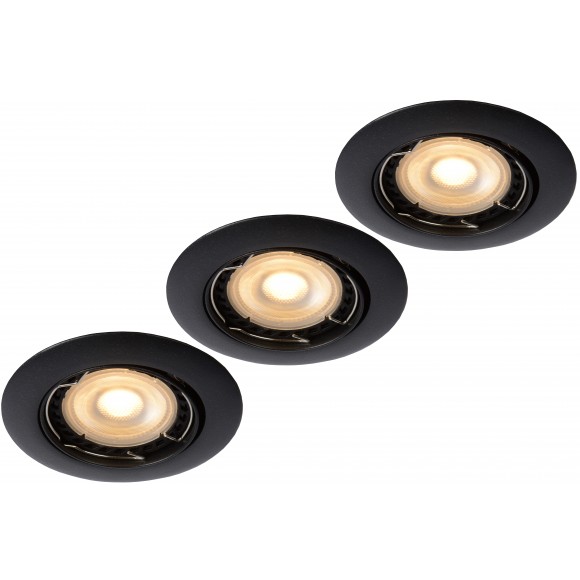 Lucide 11001/15/30 zápustné bodové svietidlo Focus 3x5W | LED GU10 | 3 x320lm | 3000K - žiarovka je súčasťou balenia, stmívaltené, čierna, kruh