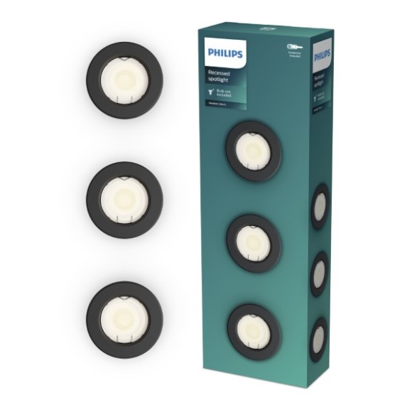 Philips 8721103037091 sada zapustených svietidiel Peridot GU10 | čierna