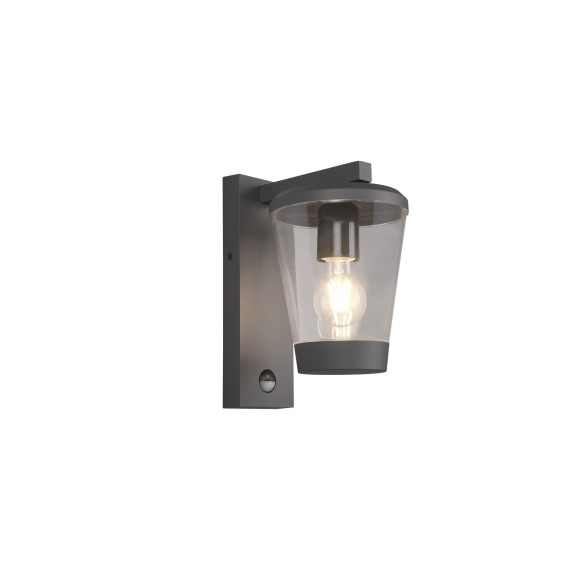 Trio 211069142 vonkajšie nástenné svietidlo s pohybovým čidlom Cavado 1x40W | E27 | IP44 - antracit