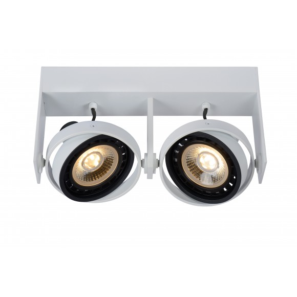 Lucide 22969/24/31 stropné bodové svietidlo Griffon 2x12W | LED GU10 | 2x820lm | 2200K / 3000K - žiarovka je súčasťou balenia, biela, nastaviteľné, stmievateľné, CCT