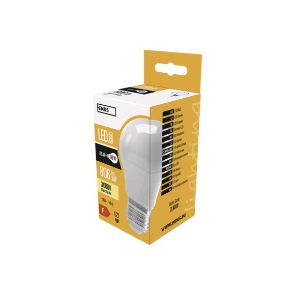 EMOS ZL4010 LED žiarovka Basic | 8,5W E27 | 510lm | 3000K