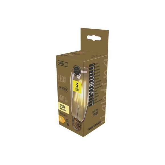 EMOS Z74302 LED žiarovka Vintage | 4W E27 | 470lm | 2200K