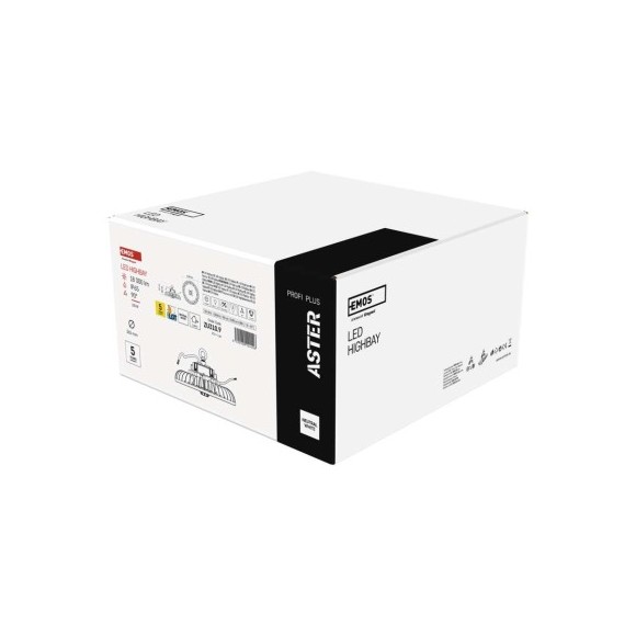 EMOS ZU310.9 LED závesné stropné svietidlo HIGHBAY ASTER  | 100W integrovaný LED zdroj | 18000lm | 4000K