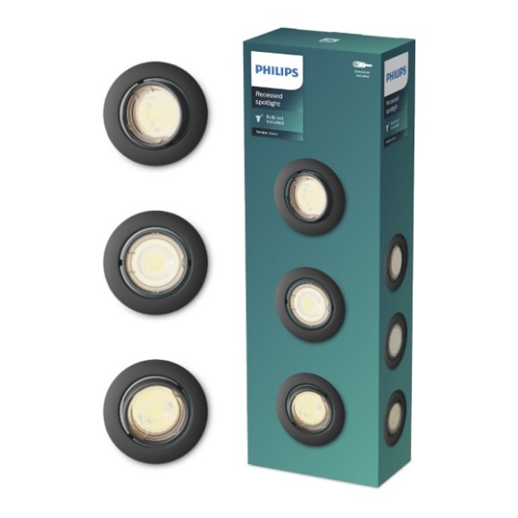 Philips 8720169376083 sada zapustených svietidiel Peridot  GU10 | čierna