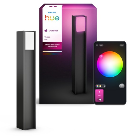 Philips Hue  8721103118516 LED vonkajší stĺpik Turaco  | 8W integrovaný LED zdroj | 1100lm | 2000-6500K | rgb - farebné | stmievač | antracit