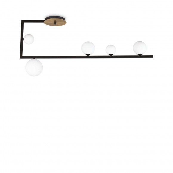 Ideal Lux 273631 prisadené stropné svietidlo Birds pl5 5x15W | G9 - mosadz, čierna, biela