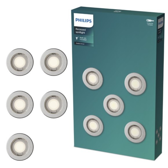 Philips 8721103037176 sada zapustených svietidiel Peridot  GU10 | chróm