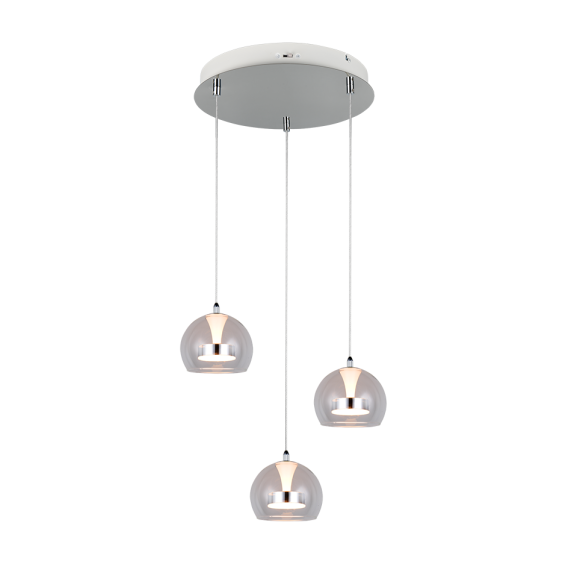 Trio T331630306 LED závesné stropné svietidlo FLYNT  | 8W integrovaný LED zdroj | 3x880lm | 2300+3000+4000K | na lanku | Trio - SwitchDimmer | chróm | číra
