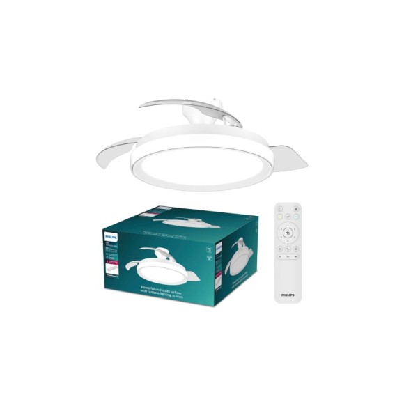Philips 8721103096029 LED ventilátor s osvetlením Bliss  | 35W integrovaný LED zdroj | 4500lm | 2700-6500K | stmievač | diaľkové ovládanie | biela