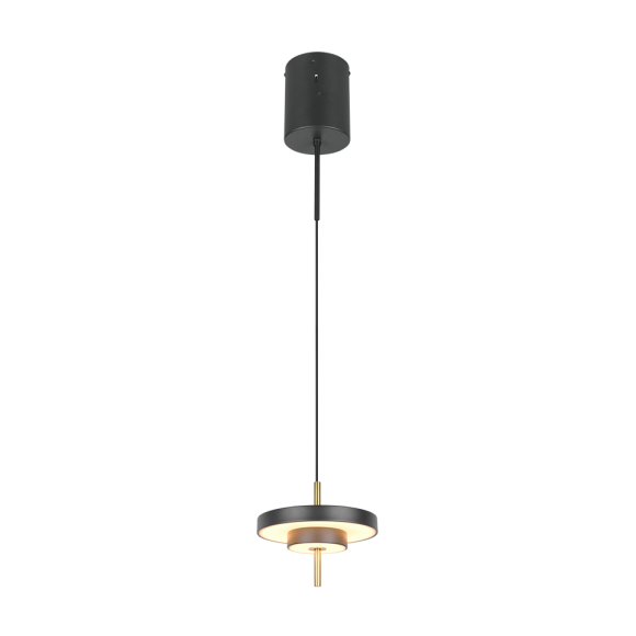 Trio T340210180 LED závesné stropné svietidlo KEATON  | 10W integrovaný LED zdroj | 1x1200lm | 2300+3000+4000K | Trio - SwitchDimmer | čierna | zlatá