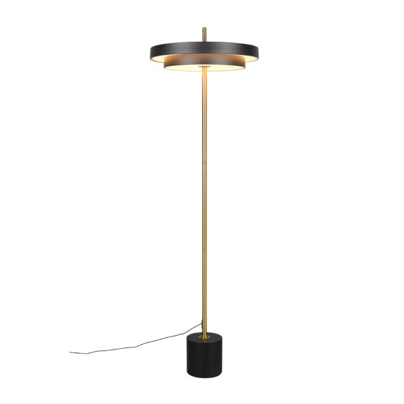 Trio T440210180 LED stojacia lampa KEATON | 21W integrovaný LED zdroj | 1x2400lm | 2300+3000+4000K | vypínač | stmievač | čierna | zlatá