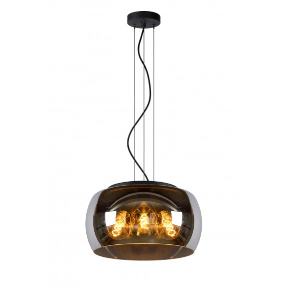 Lucide 45401/40/65 OLIVIA závesné stropné svietidlo D400mm | 3xE27 - čierna, dymové sklo
