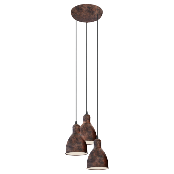 Eglo 49493 závesné svietidlo Priddy 1 3x60W | E27 - medená