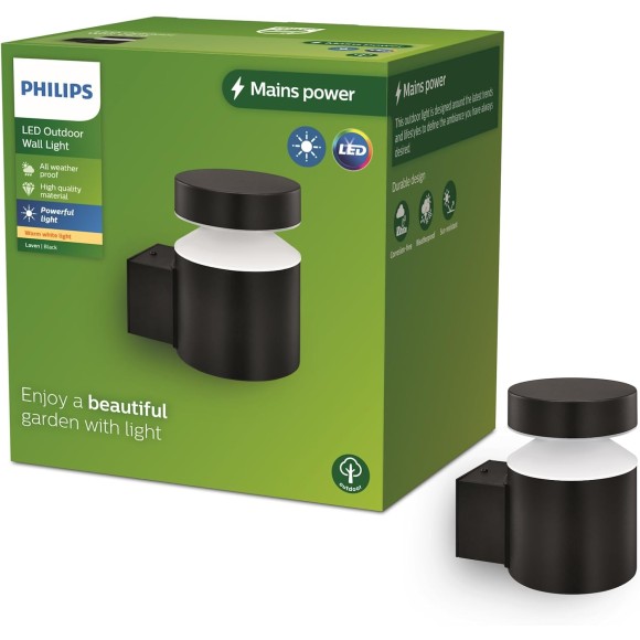 Philips 8720169266599 LED vonkajšie nástenné svietidlo Laven | 6W integrovaný LED zdroj | 720lm | 2700K