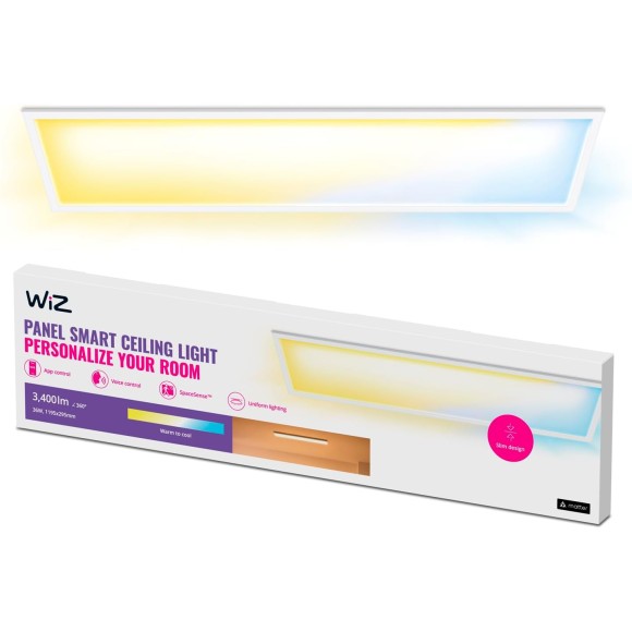 Philips WiZ 8720169071391 LED prisadené stropné svietidlo Ceiling RT | 36W integrovaný LED zdroj | 3400lm | 2700-6500K