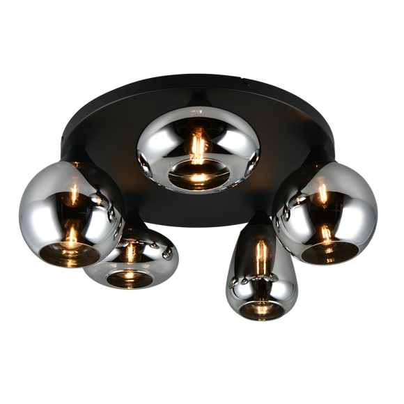 Trio T617030532 prisadené stropné svietidlo LUMINA  | 10W E14 | čierna | dymová