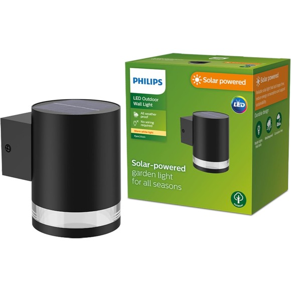Philips 8720169265547 LED solárne vonkajšie nástenné svietidlo Fyce | 1,5W integrovaný LED zdroj | 200lm | 2700K