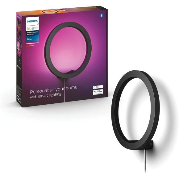 PHILIPS HUE 8719514343382 LED nástenné svietidlo Sana 1X20W | 1200-1400lm | 2000-6500K - White and Color Ambiance, stmievateľná, Bluetooth, čierna