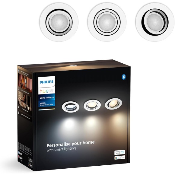 Philips Hue  8720169319936 LED zapustené svietidlo Milliskin  | 3x4,2W GU10 | 3x400lm | 2200-6500K