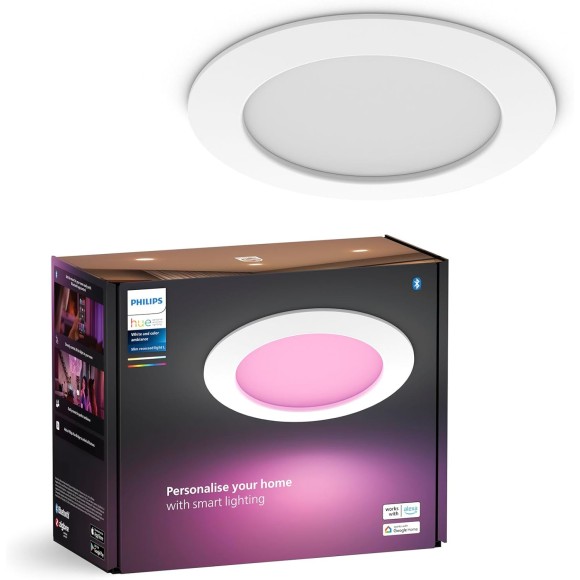 Philips Hue 8720169264212 LED kúpeľňové bodové svietidlo Slim downlight | 12W integrovaný LED zdroj | 2200-6500+RGBK