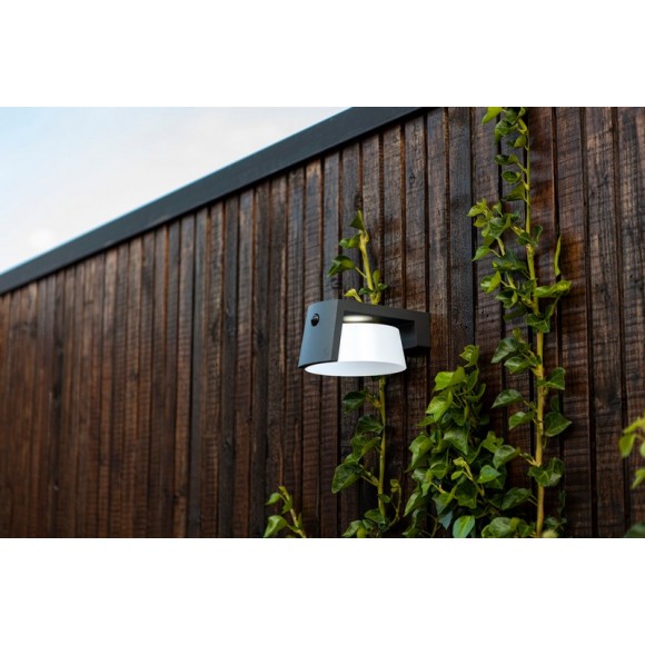 Lutec 6906001118 LED vonkajšia solárna nástenná lampa so senzorom Moon 1x9,5W | E27 | 1000lm | 4000K | IP44