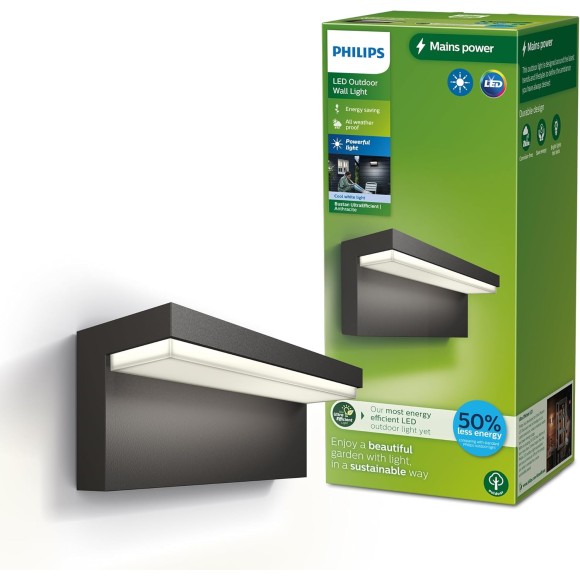 Philips 8720169257276 LED vonkajšie nástenné svietidlo Bustan | 3,8W integrovaný LED zdroj | 800lm | 4000K