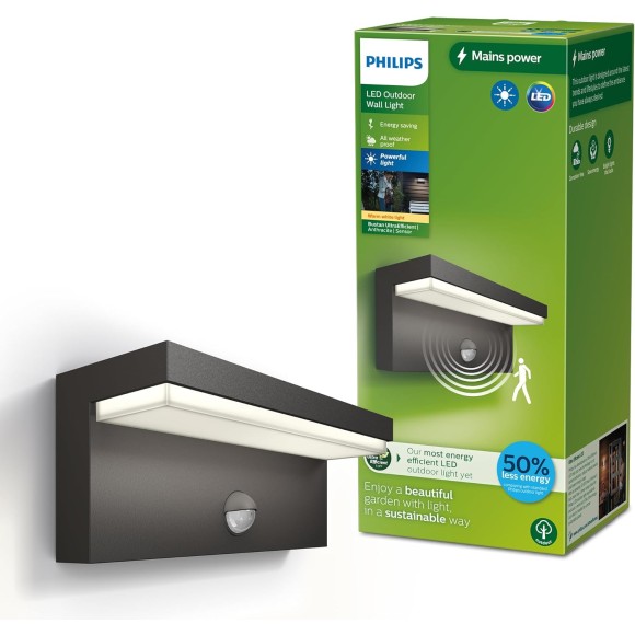 Philips 8720169257399 LED vonkajšie nástenné svietidlo Bustan | 3,8W integrovaný LED zdroj | 800lm | 2700K