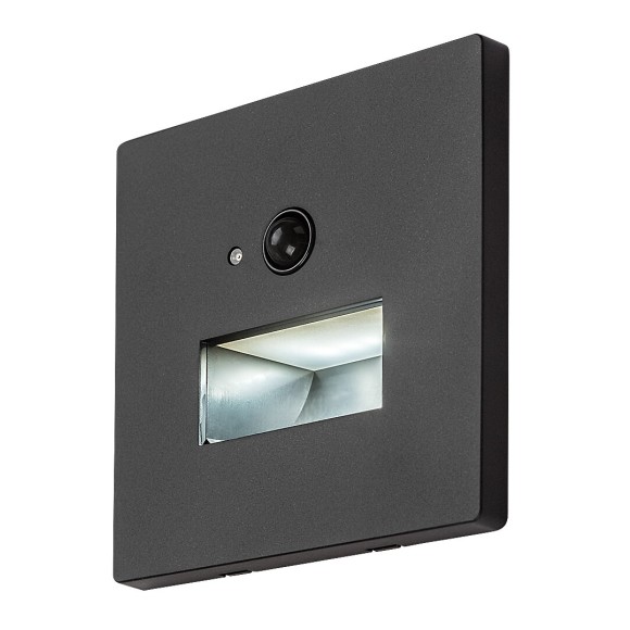 Rabalux 77197 LED vonkajšie nástenné svietidlo Lunca | 1W integrovaný LED zdroj | 15lm | 3000/4500/6500K | pohybové čidlo | čierna