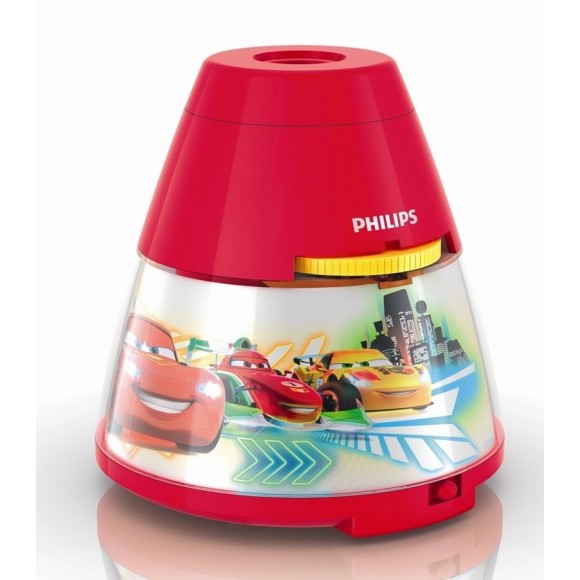 LED detský projektor Philips CARS 1x, 01W / 3x0,3W - červený