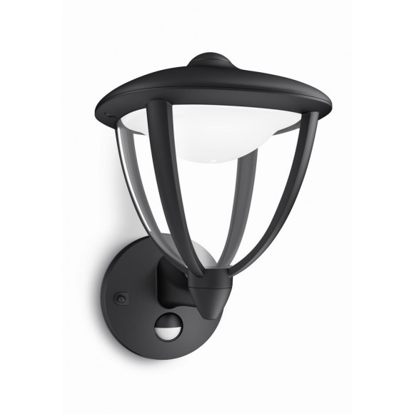 LED vonkajšie nástenné svietidlo s pohybovým čidlom Philips ROBIN 1x4,5W - čierna