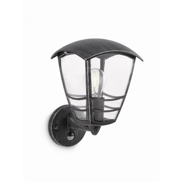 vonkajšie nástenné svietidlo s pohybovým čidlom Philips 1x60W E27 - čierna so šedou patinou