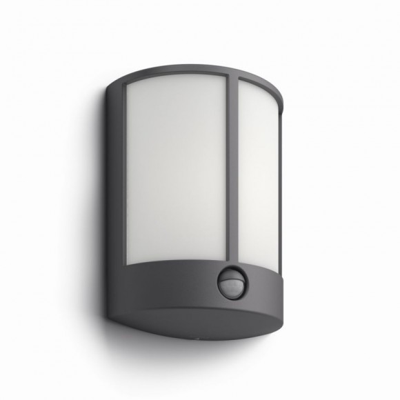 LED vonkajšie nástenné svietidlo lampa s pohybovým snímačom Philips STOCK 1x6W - antracit