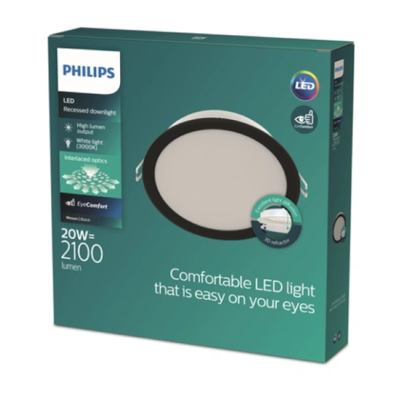 Philips 8721103131379 LED zapustené svietidlo MESON  | 20W integrovaný LED zdroj | 1400lm | 3000K | čierna