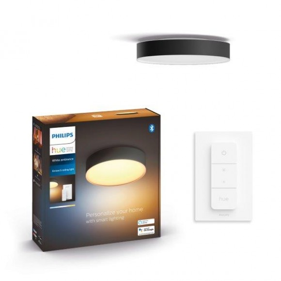 Philips Hue 41158/30 / P6 LED stropné svietidlo Enrave S + Hue Switch 1x9,6W | 1220lm | 2200-6500K - stmievateľné, Bluetooth, White Ambiance, čierna