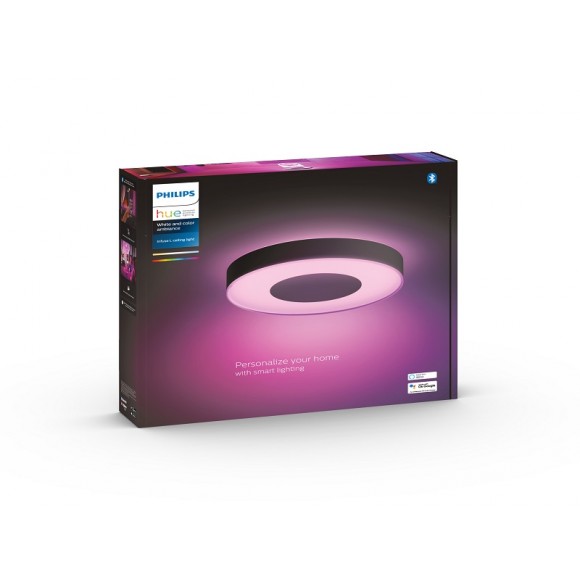 Philips Hue 41164/30 / P9 LED stropné svietidlo Infuse L 1x52,5W | 3700lm | 2200-6500K | RGB - stmievateľné, Bluetooth, White and color Ambiance, čierna