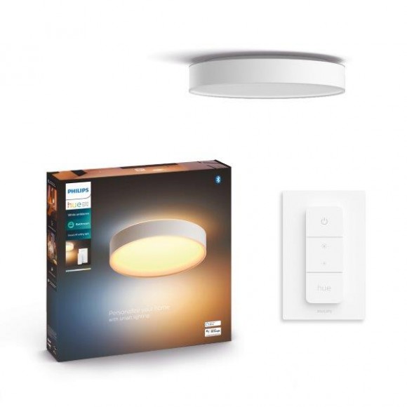 Philips Hue 41165/31 / P6 LED kúpeľňové stropné svietidlo Devere M 1x19,2W | 2450lm | 2200-6500K | IP44 - White Ambiance, Bluetooth, stmievateľné, Hue Switch, biela