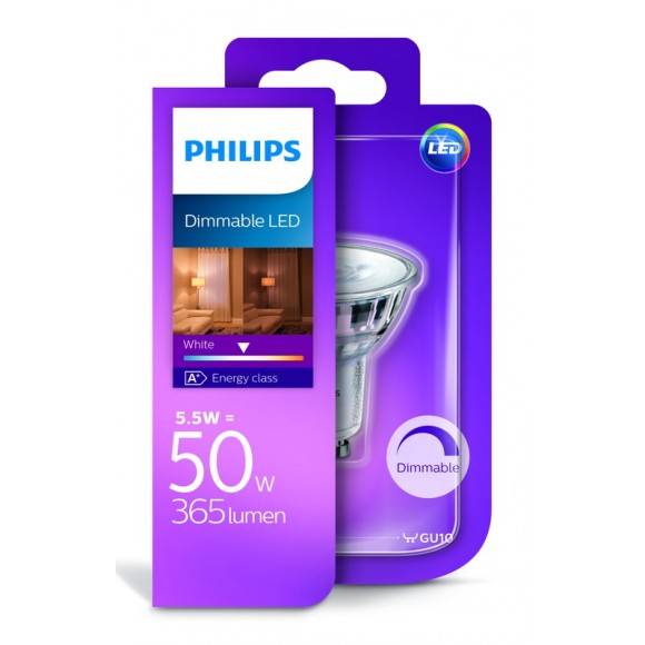 Philips 10138D/50/31 LED žiarovka 1x5,5W | GU10 | 3000K