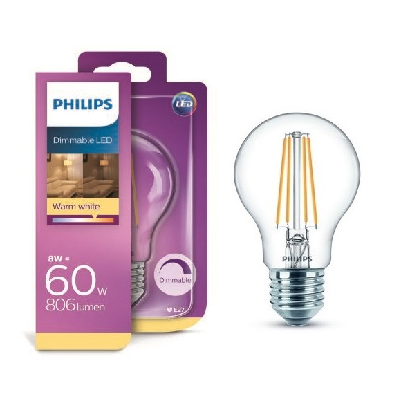 Philips 8718696709061 LED žiarovka Classic 1x8W | E27 | 2700K