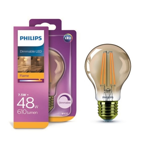 Philips LED Classic 7,5W / 48W E27 FL A60 D GOLD