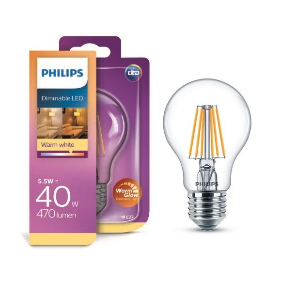 Philips 8718696709283 LED žiarovka Classic 1x5,5W | E27 | 2200-2700K