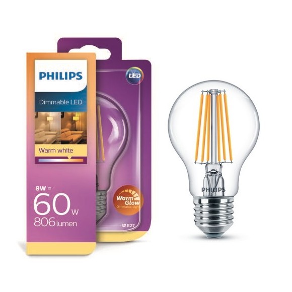 Philips LED Classic 8W / 60W E27 WW CL A60 WGD