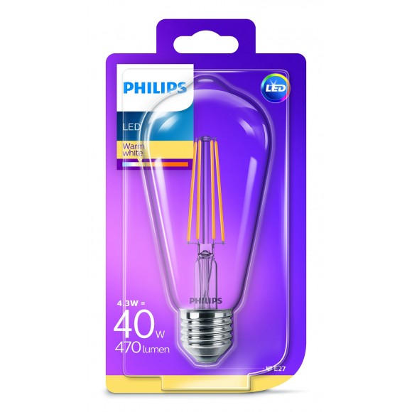 Philips 8718696807897 LED žiarovka Classic 1x4,3W | E27 | 2700K